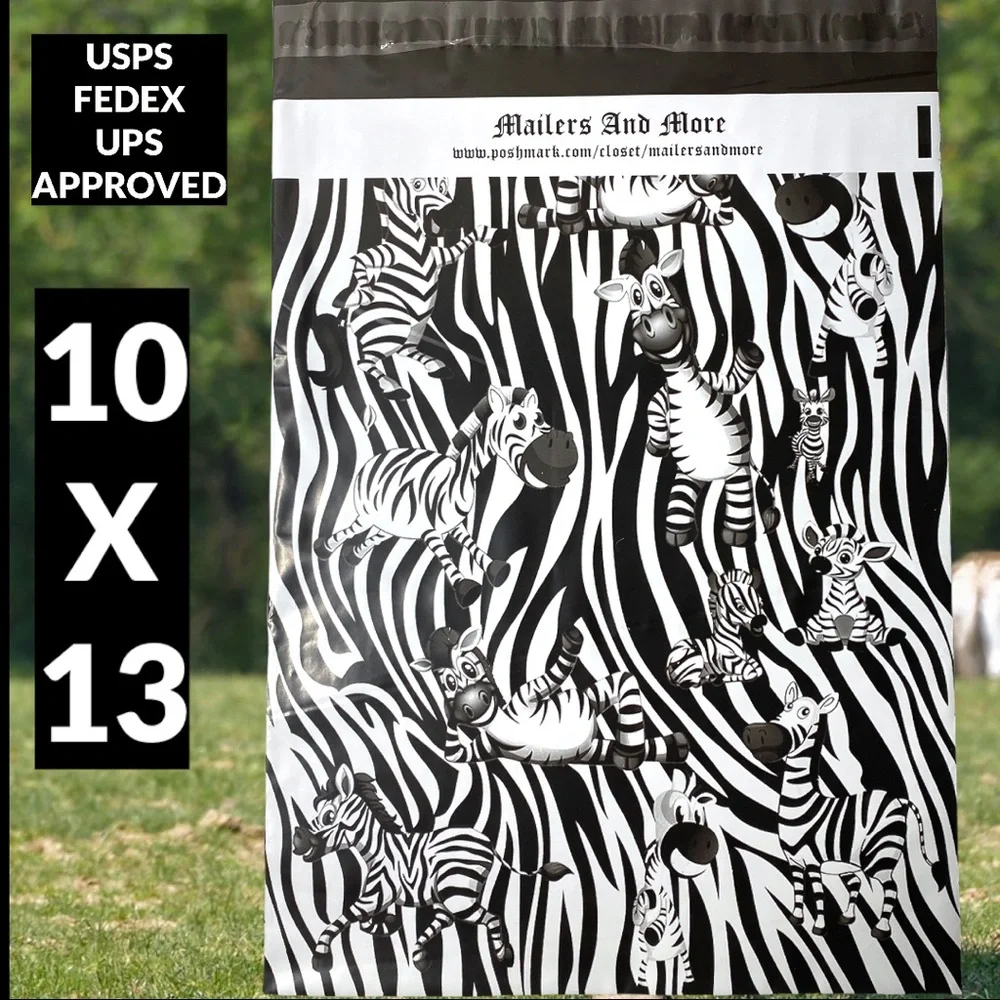 100 10X13 Zebra Poly Mailers PRICE IS FIRM - Picture 4 of 4